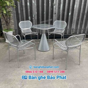Bộ bàn ghế sắt cafe ngoài trời BGSBP024 8 Bàn ghế sắt cafe ngoài trời BGSBP024