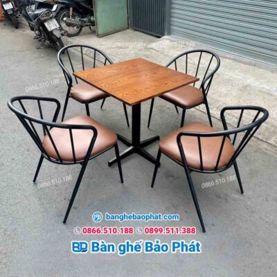 Bàn ghế sắt nệm quán cafe BGSBP044