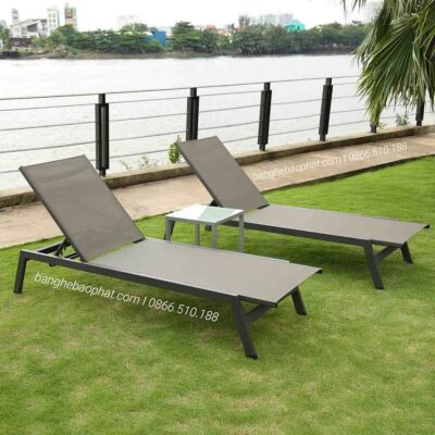 Ghế hồ bơi ngoài trời khung nhôm lưới textilene GHBNBP003