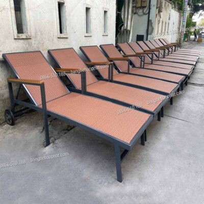 Giường tắm nắng nhựa giả mây khung nhôm GTNNGMBP021