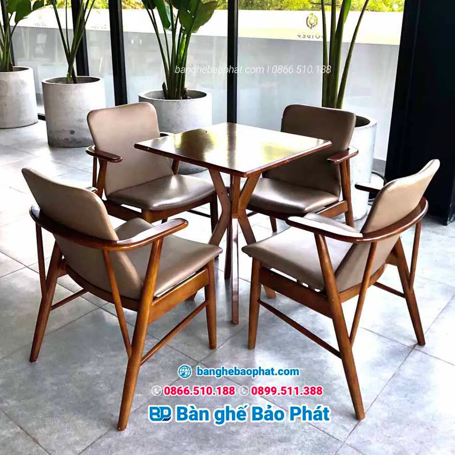 Bàn ghế cafe gỗ Campuchia babie BGGBP009