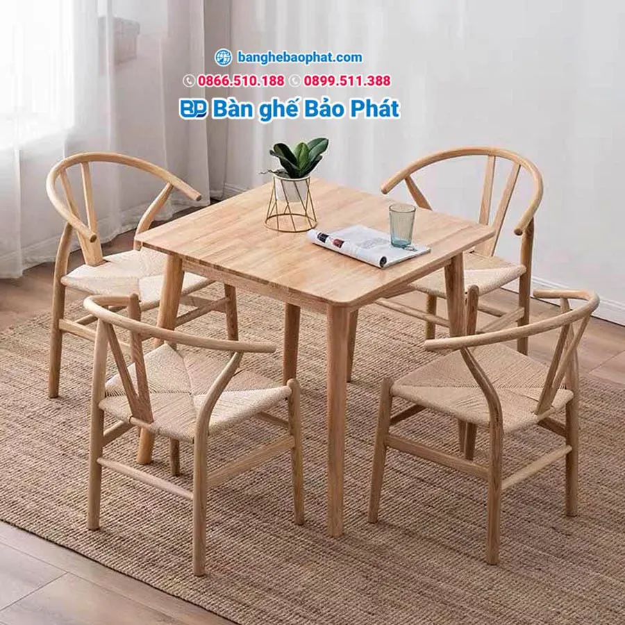Bộ bàn ghế cafe gỗ cũ Wishbone thanh lý tại TPHCM