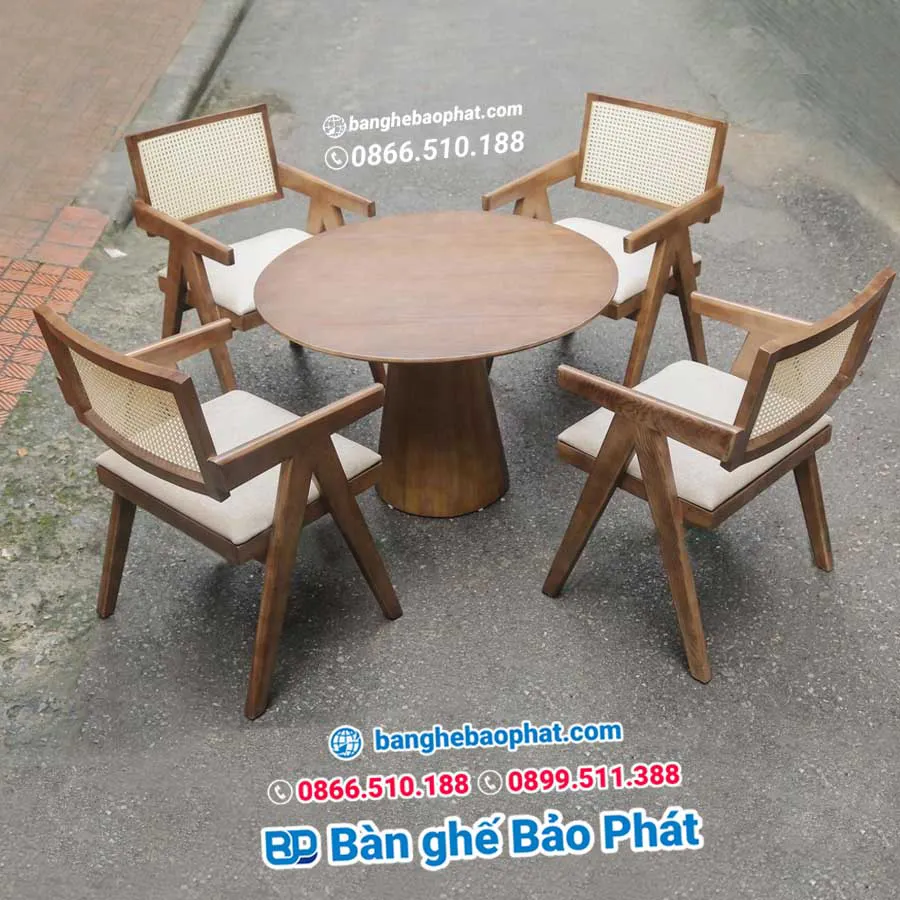 Bàn ghế cafe gỗ Vleg có tay BGGBP036 thanh lý