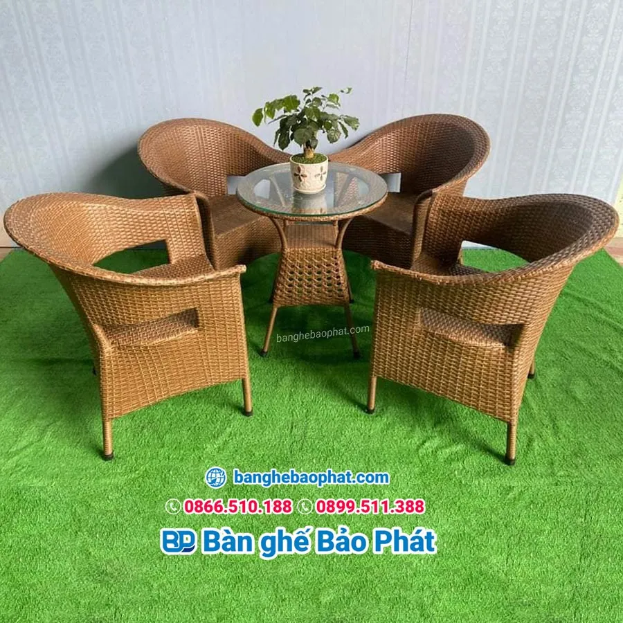 Bàn ghế cafe nhựa giả mây cũ cao cấp thanh lý tại TPHCM