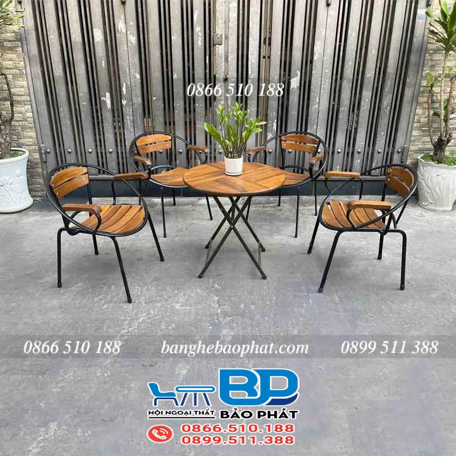 Bàn ghế cafe vỉa hè Fansipan ghế moon mini