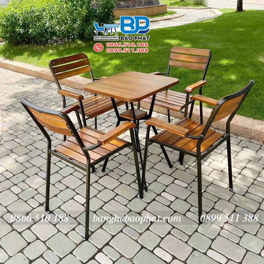 Bàn ghế gỗ cafe cóc moon 03 thanh lý