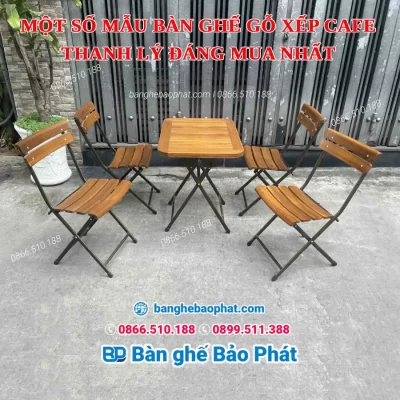 Bàn ghế gỗ xếp cafe thanh lý