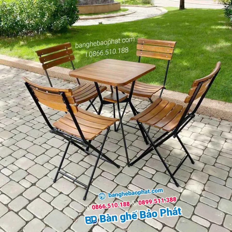 Bàn ghế gỗ xếp cafe thanh lý là giải pháp tiết kiệm chi phí