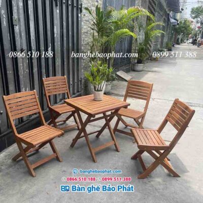 Bàn ghế xếp cafe gỗ bạch đàn ngồi thấp