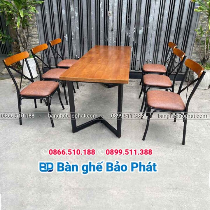 Bộ Bàn Ghế Cafe Bàn Dài 1,8m 13 Bộ bàn ghế cafe bàn dài 1,8m Bảo Phát ghế ngồi êm ái