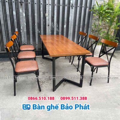 bộ bàn ghế cafe bàn dài 1m8