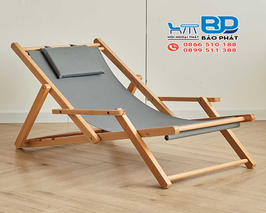 Ghế hồ bơi vải bố kèm gối tiện lợi