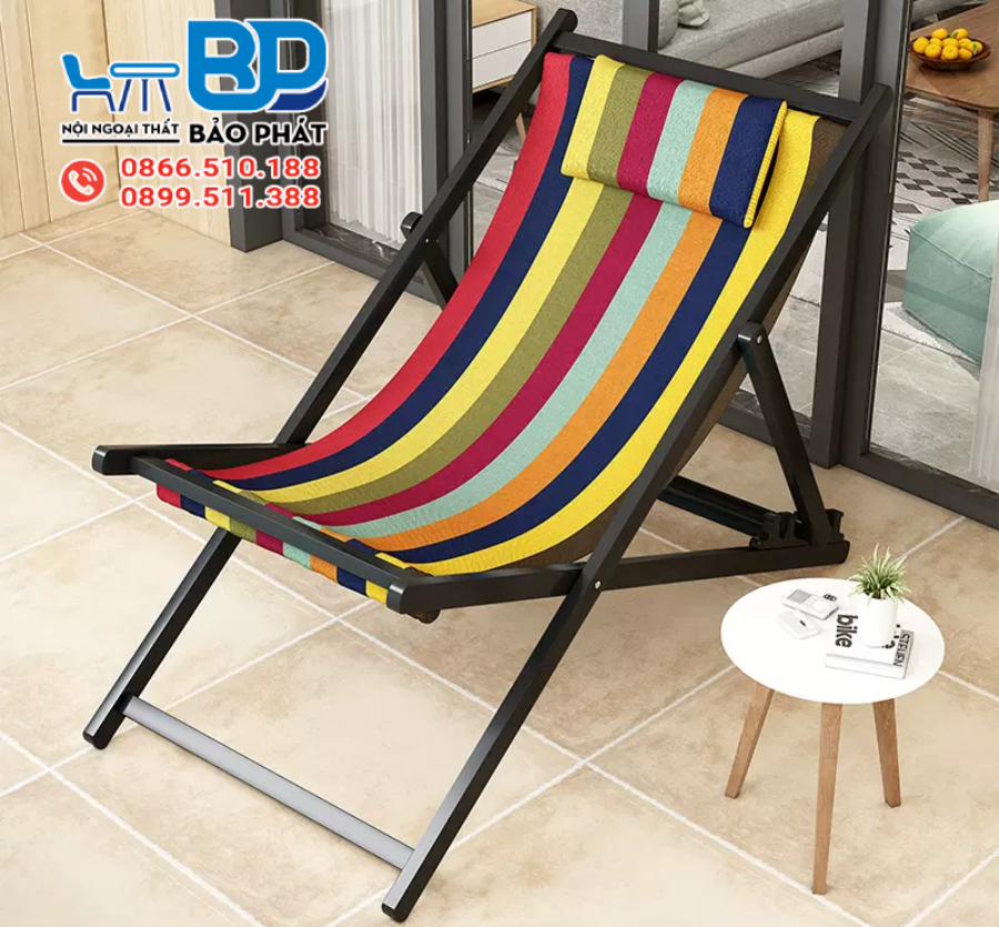 Ghế hồ bơi vải bố khung đen