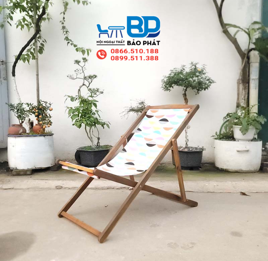 Ghế hồ bơi vải bố khung họa tiết độc đáo, ấn tượng