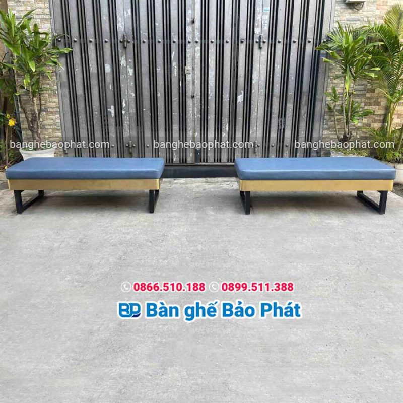 Ghế sofa băng dài cafe khung sắt nệm bộc inox xước độ bền cao