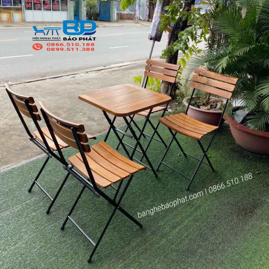 Nơi bán bàn ghế gỗ xếp cafe thanh lý uy tín, giá rẻ