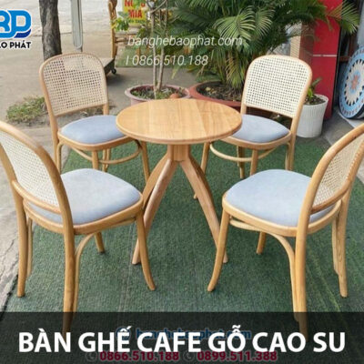 Bàn ghế cafe gỗ cao su