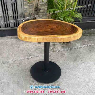 Bàn cafe chân sắt mặt me tây