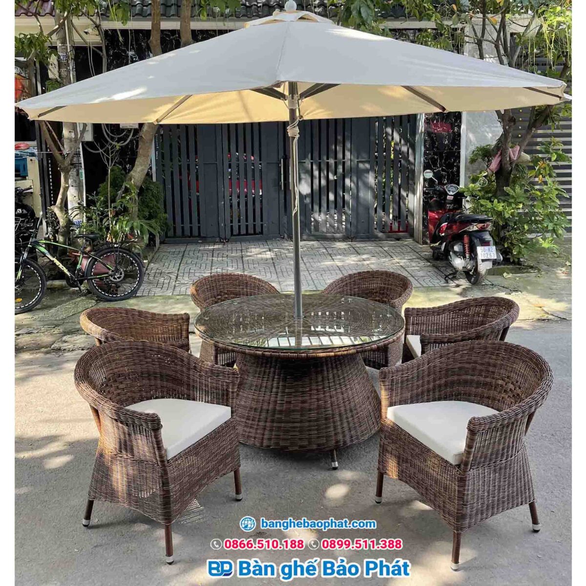 Bộ bàn ghế ăn nhựa giả mây BGNGMNTBP002