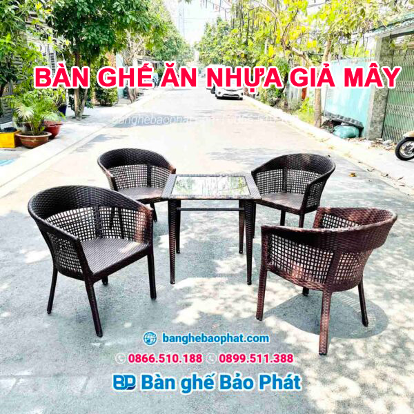 Bàn ghế ăn nhựa giả mây đẹp giá rẻ