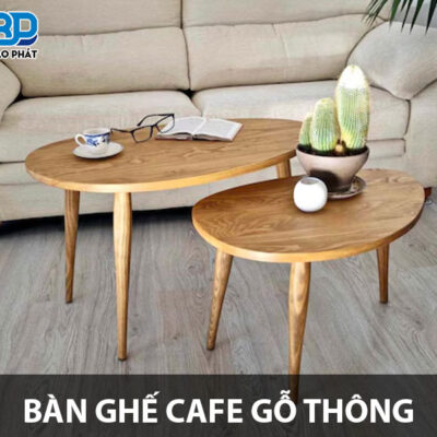 bàn ghế cafe gỗ thông