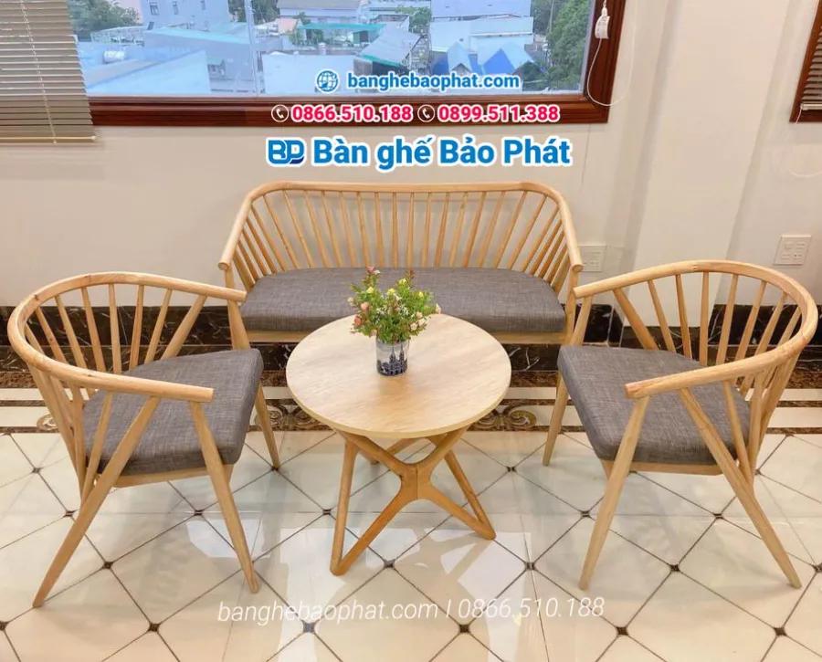 Bàn ghế gỗ quán ăn vặt BGTSBP004 thanh lý