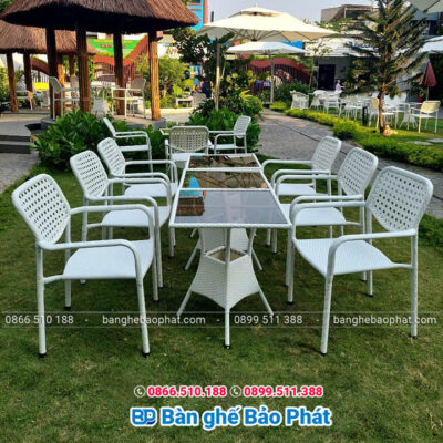 Bàn ghế mây nhựa ngoài trời BGMNBP049