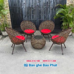 Bàn ghế nhựa giả mây thư giãn ban công đan rối 3 sợi