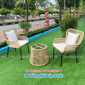 Bàn ghế nhựa giả mây thư giãn BGNGMTGBP009