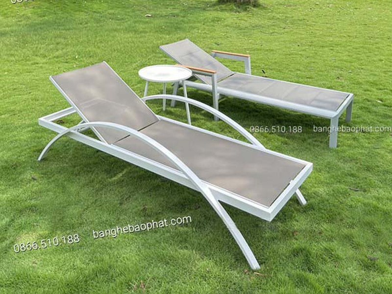 Ghế hồ bơi khung nhôm lưới textilene thanh lý