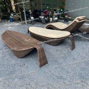 Ghế hồ bơi nhựa giả mây hình chiếc lá