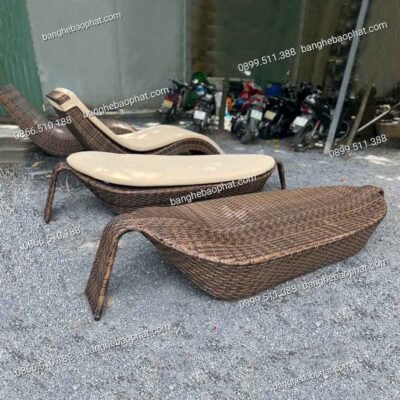 Ghế hồ bơi nhựa giả mây hình chiếc lá đẹp và sang trọng