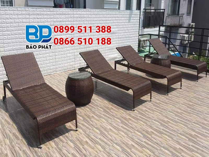 Ghế hồ bơi nhựa giả mây thanh lý đẹp và bền bỉ