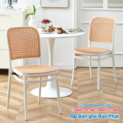 ghế nhựa lưng mây 3042 kết hợp bàn chân tulip