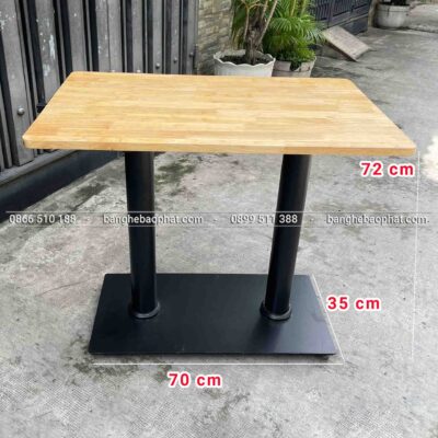 Kích thước bàn cafe chân mâm đôi mặt gỗ