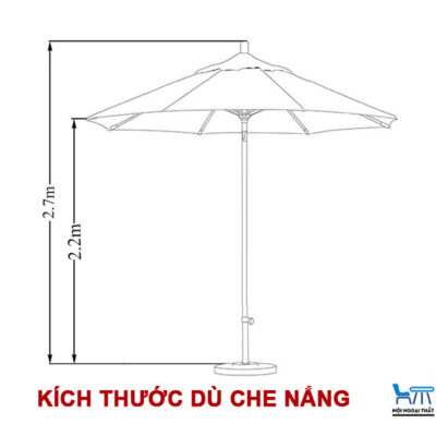 Kích thước dù che nắng ngoài trời tiêu chuẩn