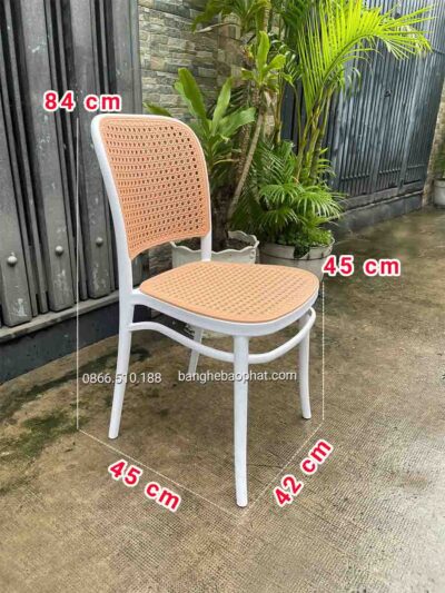 Kích thước ghế nhựa lưng mây 3042