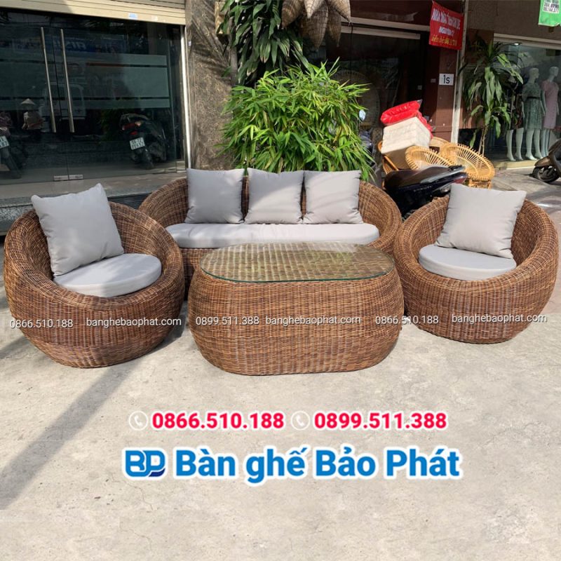 Sofa nhựa giả mây phòng khách SFNGMBP013 5 Ưu điểm của Bộ Sofa nhựa giả mây phòng khách SFNGMBP013