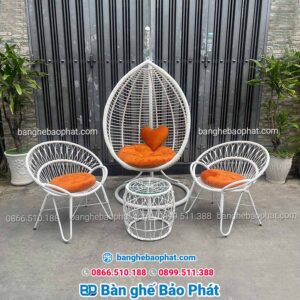 Xích đu mây nhựa ngoài trời XĐMNBP017