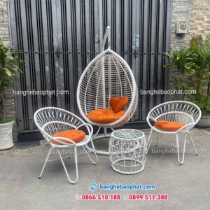 Xích đu mây nhựa ngoài trời XĐMNBP017