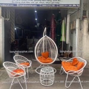 Xích đu mây nhựa ngoài trời XĐMNBP017