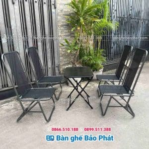 Ghế xếp cafe lưng cao lưới textilene khung sắt chống trầy