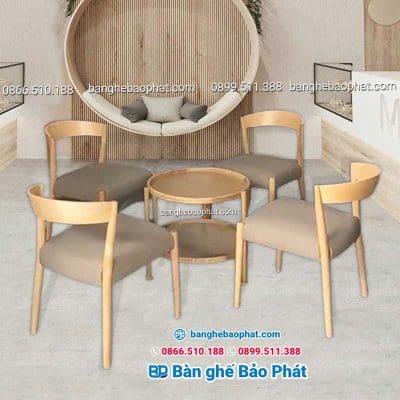Bàn ghế gỗ cafe ghế Ronda
