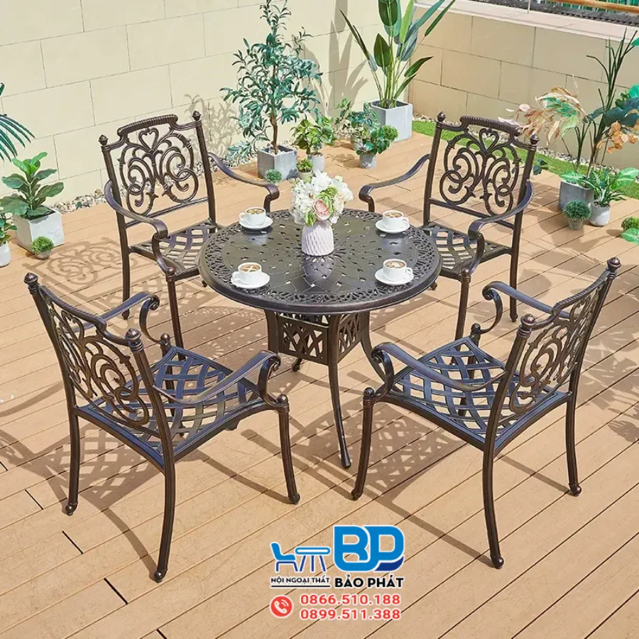 Bàn ghế nhôm đúc nhập khẩu BGNDBP009