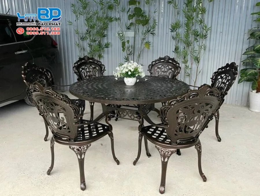 Bàn ghế nhôm đúc nhập khẩu BGNDBP013