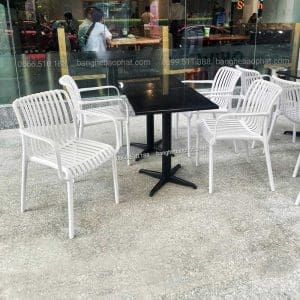 Ghế nhựa cafe ngoài trời cao cấp 3046-BP 13 Bàn ghế nhựa 3046 màu trắng.