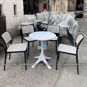 Bàn ghế nhựa cao cấp 3051 bàn 3055 trắng