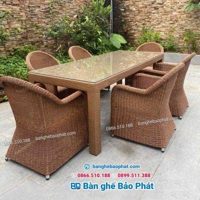 Bàn ghế nhựa giả mây ngoài trời cao cấp BGNGMBP051