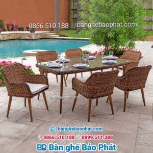 Bàn ghế nhựa giả mây ngoài trời cao cấp BGNGMBP053