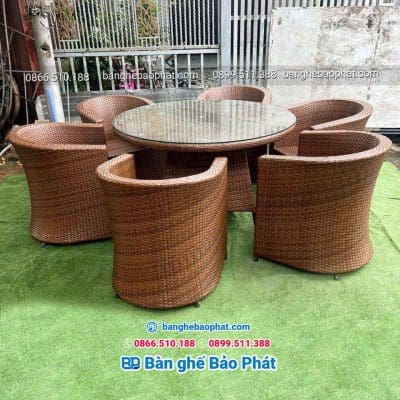 Bàn ghế nhựa giả mây quán cafe BGNGMBP057